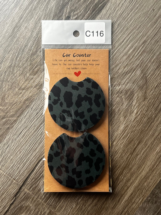 Black/Gray Animal Print - Car Coaster