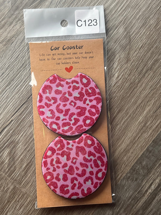 Bright Pink Animal Print - Car Coaster