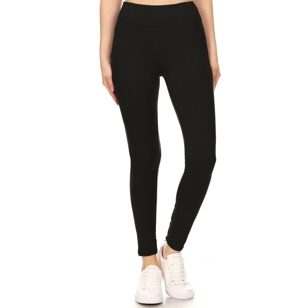 3" Yoga Band Buttery Soft Solid Black Leggings