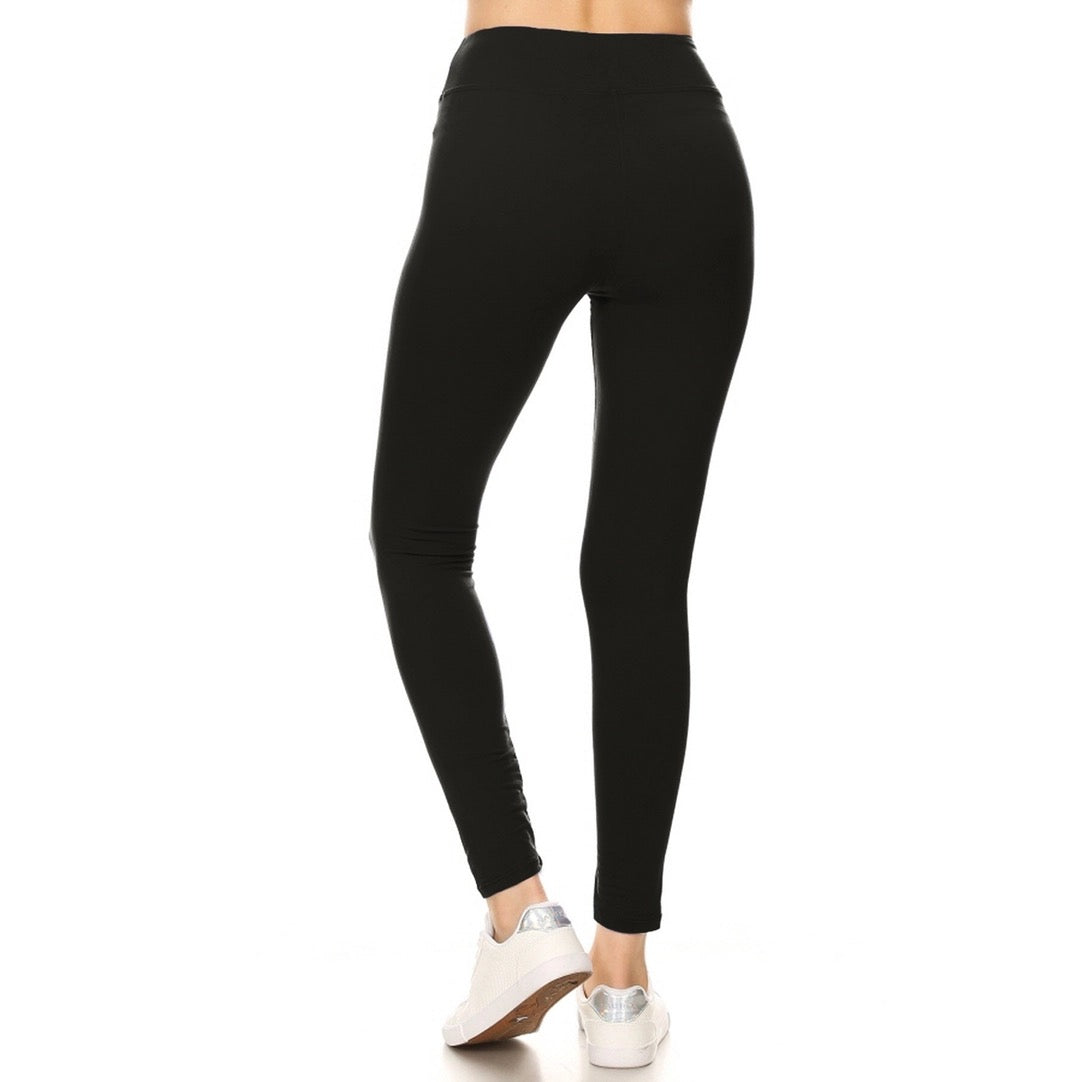 3" Yoga Band Buttery Soft Solid Black Leggings