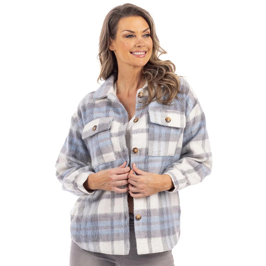 Blue/Gray Plaid Shacket