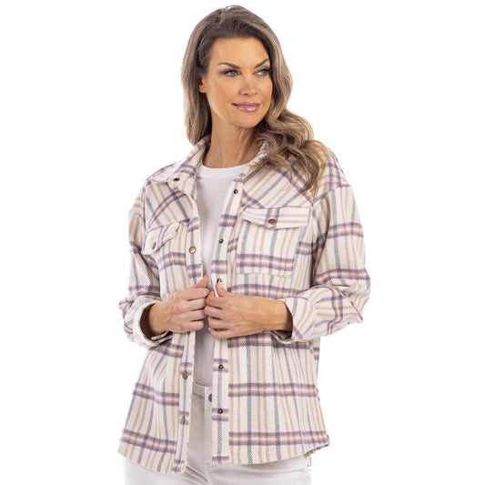 Purple/Cream Plaid Shacket